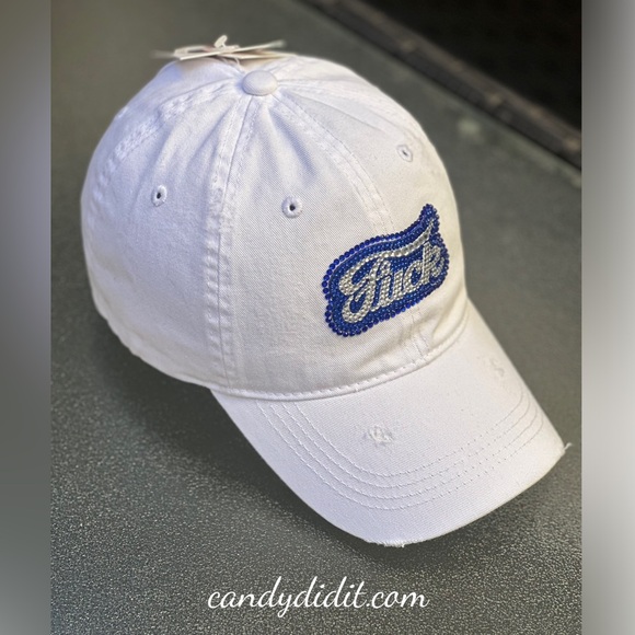 Fun! Handmade Four Letter Word Bling Ponytail Ball Cap By Candy Did It! - Picture 6 of 11